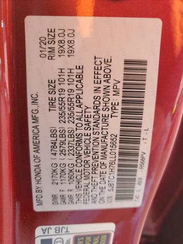 5J8TC1H76LL015652 - 2020 ACURA RDX ADVANCE RED photo 12