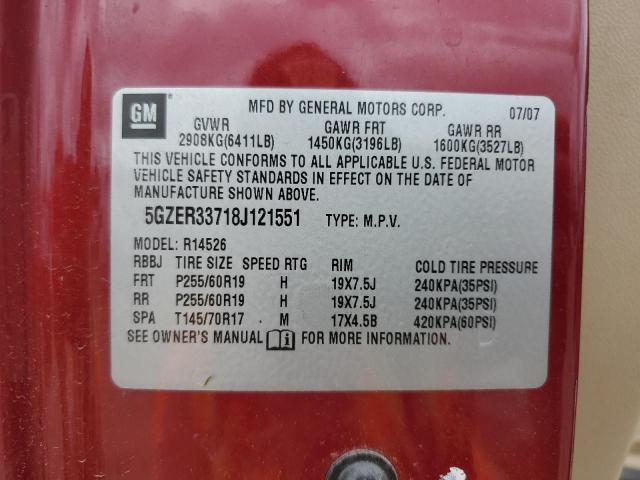 5GZER33718J121551 - 2008 SATURN OUTLOOK XR ბურგუნდია ფოტო 12