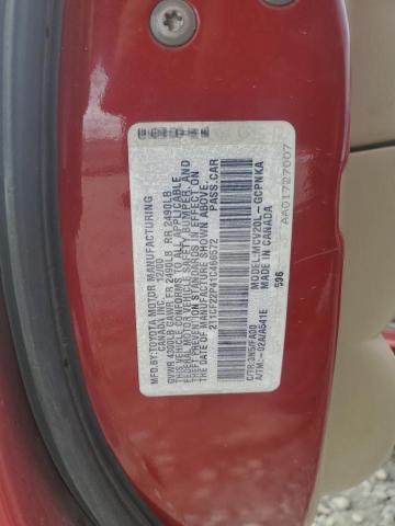 2T1CF22P41C466572 - 2001 TOYOTA CAMRY SOLA SE RED photo 12