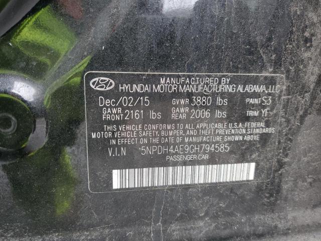 5NPDH4AE9GH794585 - 2016 HYUNDAI ELANTRA SE BLACK photo 12