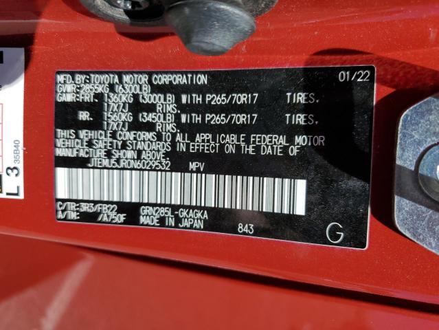 JTEMU5JR0N6029532 - 2022 TOYOTA 4RUNNER SR5/SR5 PREMIUM 红色 照片 13
