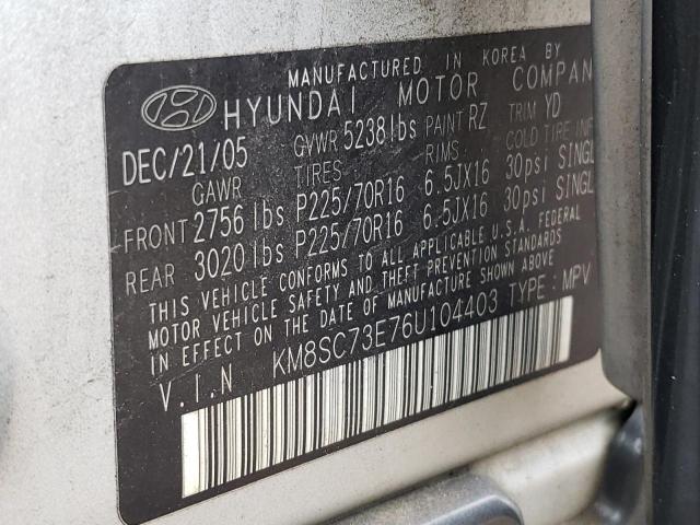 KM8SC73E76U104403 - 2006 HYUNDAI SANTA FE GLS SILVER photo 13