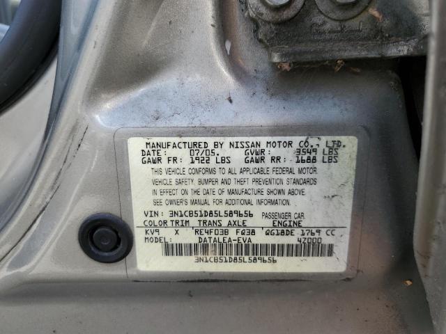 3N1CB51D85L589656 - 2005 NISSAN SENTRA 1.8 SILVER photo 12