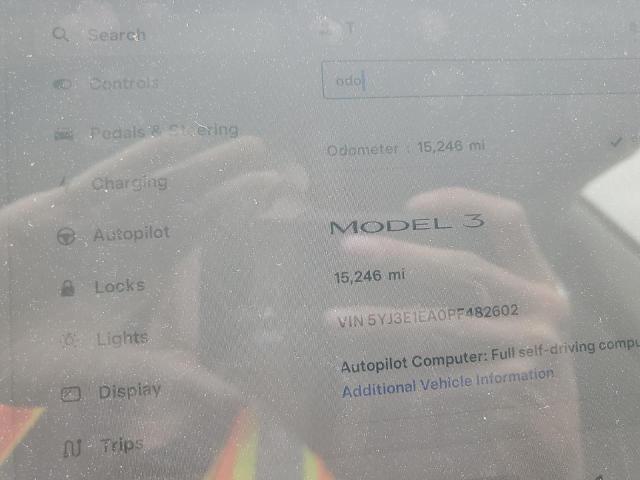 5YJ3E1EA0PF482602 - 2023 TESLA MODEL 3 GRAY photo 9