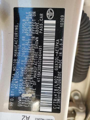 4T1BK3DB5CU464491 - 2012 TOYOTA AVALON BASE 金色 照片 12