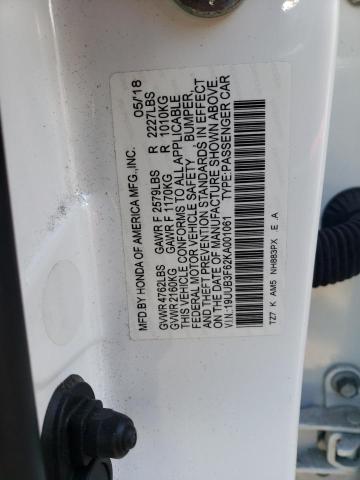 19UUB3F62KA001061 - 2019 ACURA TLX TECHNOLOGY 白色 照片 12