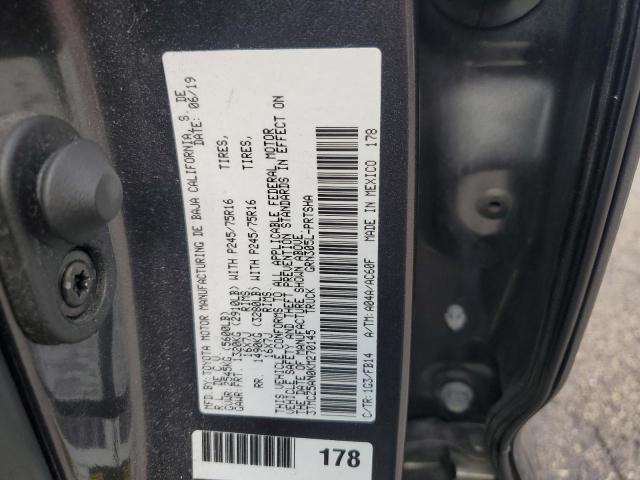 3TMCZ5AN0KM270145 - 2019 TOYOTA TACOMA DOUBLE CAB GRAY photo 12