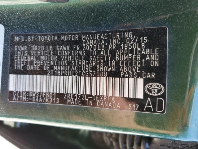 2T1BPRHE2FC357008 - 2015 TOYOTA COROLLA ECO GREEN photo 13