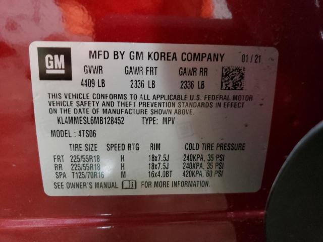 KL4MMESL6MB128452 - 2021 BUICK ENCORE GX SELECT RED photo 10