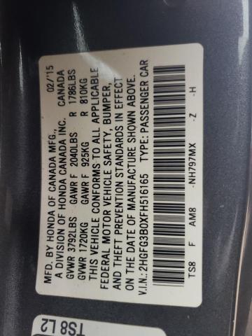 2HGFG3B0XFH516165 - 2015 HONDA CIVIC EXL GRAY photo 12