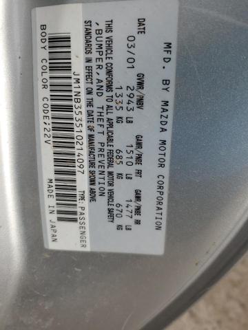 JM1NB353510214097 - 2001 MAZDA MX-5 MIATA BASE SILVER photo 12