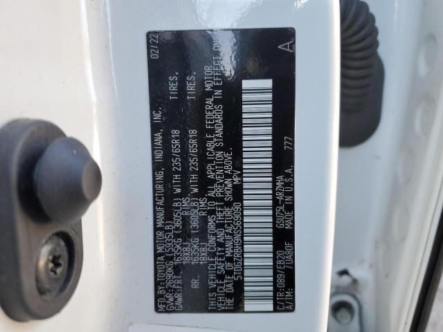 5TDGZRBH9NS569090 - 2022 TOYOTA HIGHLANDER XLE 白色 照片 13