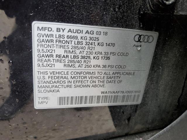 WA1VAAF78JD037850 - 2018 AUDI Q7 PRESTIGE BLACK photo 13