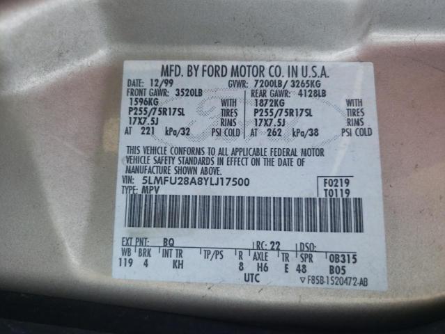 5LMFU28A8YLJ17500 - 2000 LINCOLN NAVIGATOR 棕色 照片 10