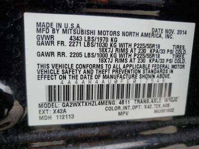 4A4AR4AU0FE017548 - 2015 MITSUBISHI OUTLANDER SE BLACK photo 14