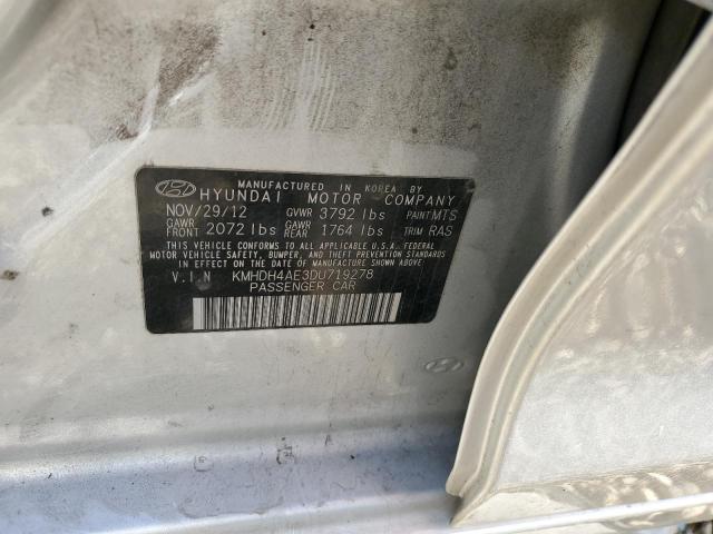 KMHDH4AE3DU719278 - 2013 HYUNDAI ELANTRA GLS SILVER photo 12