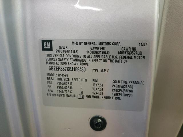 5GZER337X8J189430 - 2008 SATURN OUTLOOK XR ვერცხლისფერი ფოტო 13