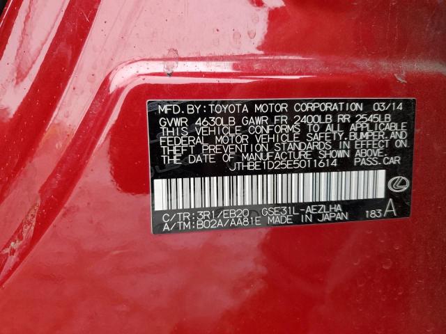 JTHBE1D25E5011614 - 2014 LEXUS IS 350 RED photo 13