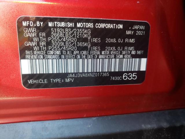 JA4J3VA8XNZ017365 - 2022 MITSUBISHI OUTLANDER SEL RED photo 13