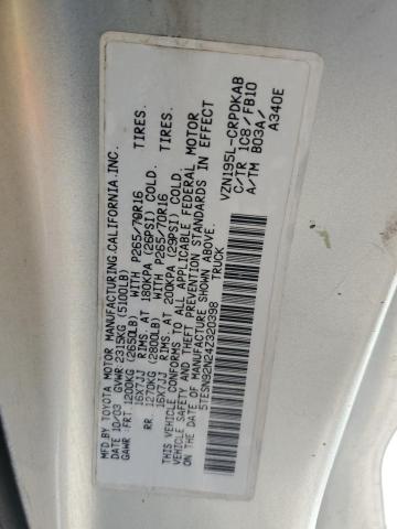 5TESN92N24Z320398 - 2004 TOYOTA TACOMA XTRACAB PRERUNNER 银色 照片 12