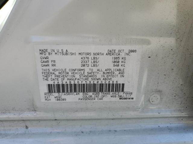 4A3AB36F59E032886 - 2009 MITSUBISHI GALANT ES WHITE photo 12