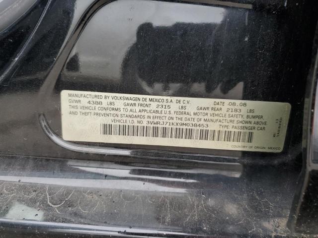 3VWRJ71KX9M038453 - 2009 VOLKSWAGEN JETTA WOLFSBURG 黑色 照片 12