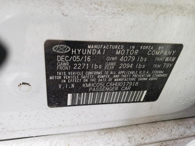 KMHC05LC6HU017918 - 2017 HYUNDAI IONIQ LIMITED WHITE photo 13