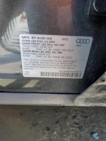 WA1A4AFY0N2087173 - 2022 AUDI SQ5 PREMIUM GRAY photo 12