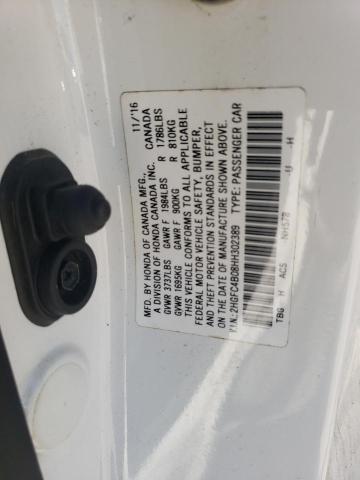 2HGFC4B08HH302389 - 2017 HONDA CIVIC LX WHITE photo 12