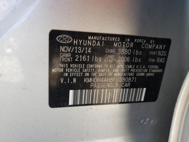 KMHDH4AH8FU380871 - 2015 HYUNDAI ELANTRA SE SILVER photo 12