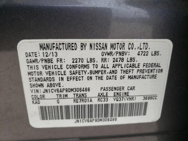 JN1CV6AP9DM306466 - 2013 INFINITI G37 BASE Gümüş fotoğraf 13