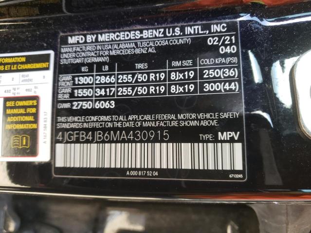 4JGFB4JB6MA430915 - 2021 MERCEDES-BENZ GLE 350 BLACK photo 13