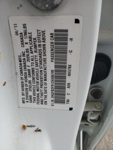 2HGFB2F91CH506749 - 2012 HONDA CIVIC EXL Ağ foto 12