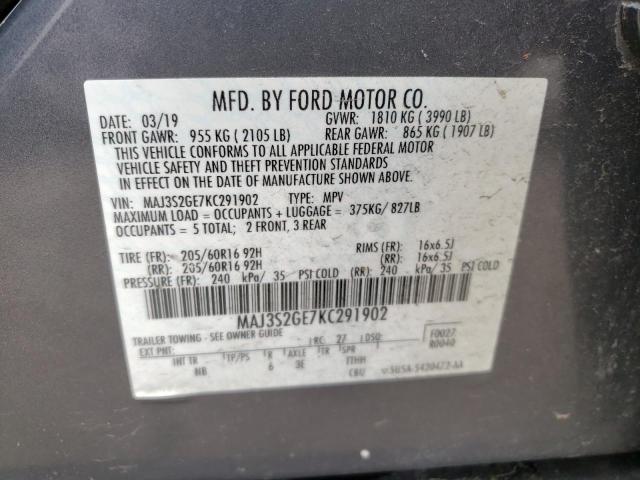 MAJ3S2GE7KC291902 - 2019 FORD ECOSPORT SE Niebieski zdjęcie 13