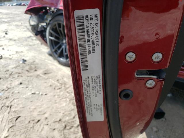 2C3CDZFJ5MH500389 - 2021 DODGE CHALLENGER R/T SCAT PACK MAROON photo 13