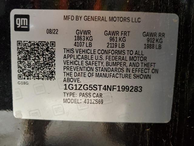 1G1ZG5ST4NF199283 - 2022 CHEVROLET MALIBU RS 石墨色 照片 13