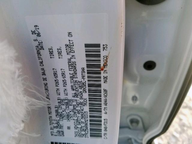 3TMCZ5AN9KM272315 - 2019 TOYOTA TACOMA DOUBLE CAB  照片 10