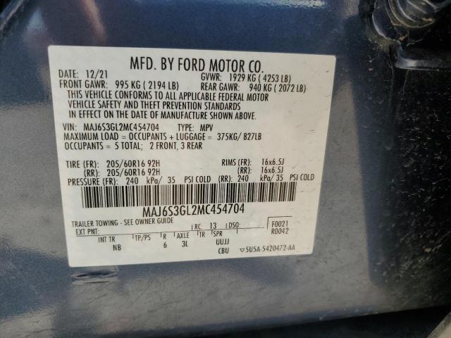 MAJ6S3GL2MC454704 - 2021 FORD ECOSPORT SE 蓝色 照片 12