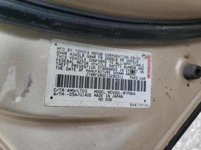 JT8BF28G010309374 - 2001 LEXUS ES 300 TAN photo 12