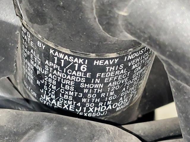 JKAEXEJ1XHDA00577 - 2017 KAWASAKI EX650 J შავი ფოტო 9