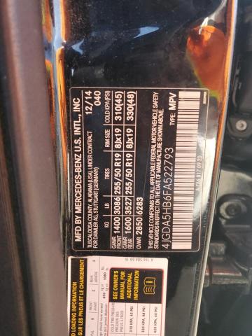 4JGDA5HB6FA522793 - 2015 MERCEDES-BENZ ML 350 4MATIC BLACK photo 12