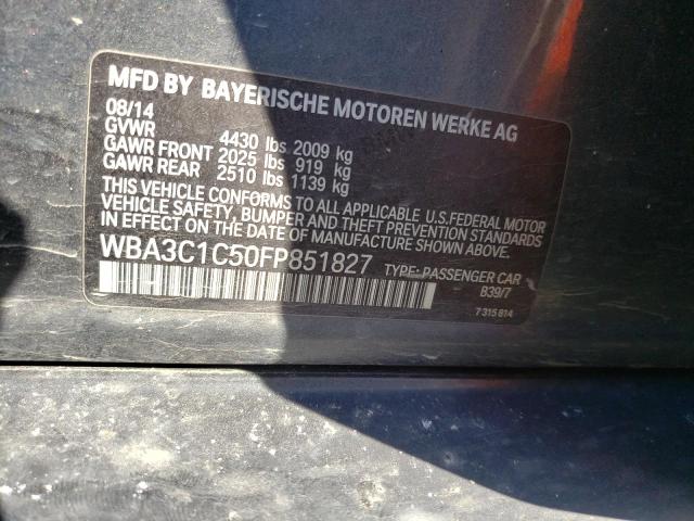 WBA3C1C50FP851827 - 2015 BMW 328 I SULEV GRAY photo 12