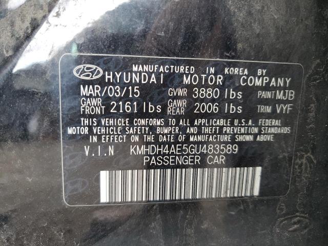 KMHDH4AE5GU483589 - 2016 HYUNDAI ELANTRA SE BLACK photo 12