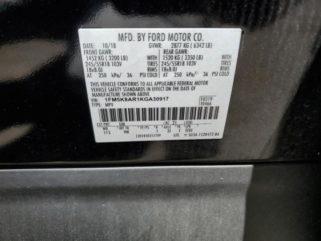 1FM5K8AR1KGA30917 - 2019 FORD EXPLORER POLICE INTERCEPTOR Qara foto 12