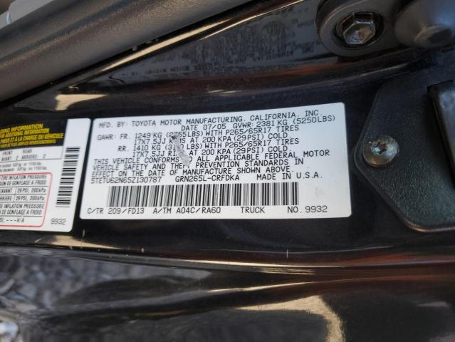 5TETU62N65Z130787 - 2005 TOYOTA TACOMA PRERUNNER ACCESS CAB BLACK photo 12