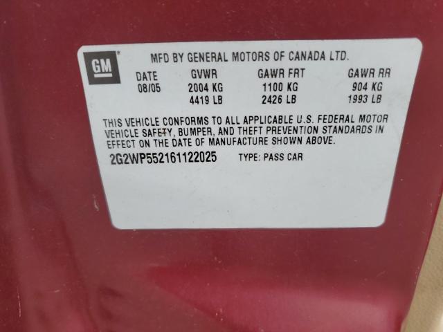 2G2WP552161122025 - 2006 PONTIAC GRAND PRIX 红色 照片 13
