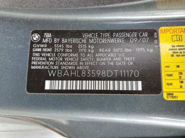 WBAHL83598DT11170 - 2008 BMW ALPINA B7 I أزرق صورة 12