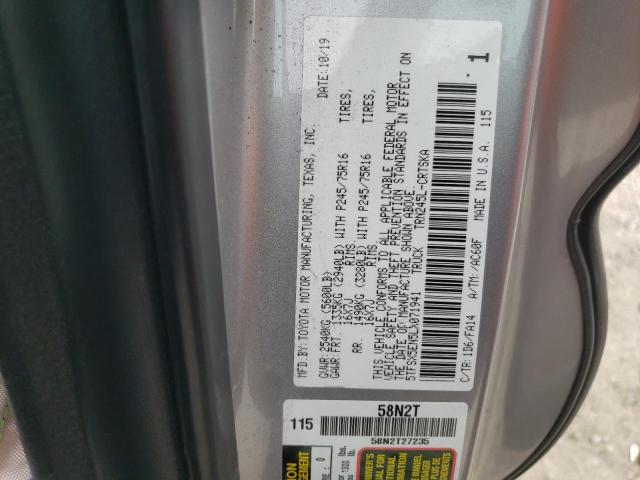 5TFSX5EN5LX071941 - 2020 TOYOTA TACOMA ACCESS CAB 银色 照片 12