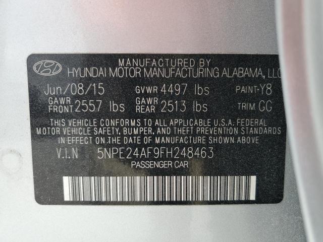 5NPE24AF9FH248463 - 2015 HYUNDAI SONATA SE SILVER photo 12