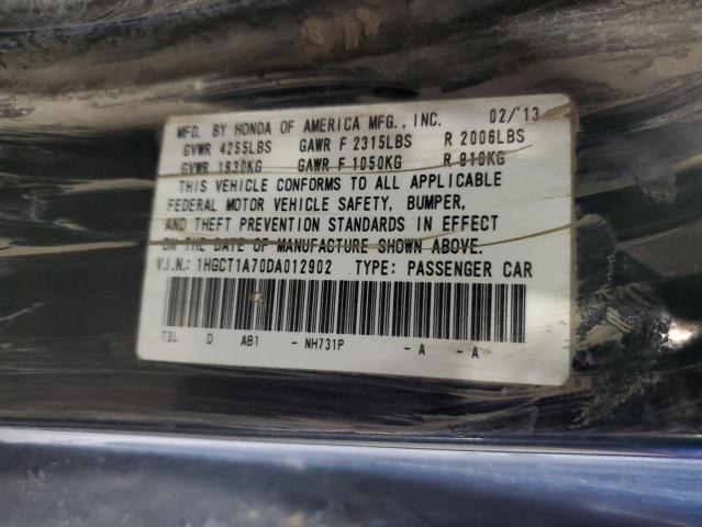 1HGCT1A70DA012902 - 2013 HONDA ACCORD EX BLACK photo 12